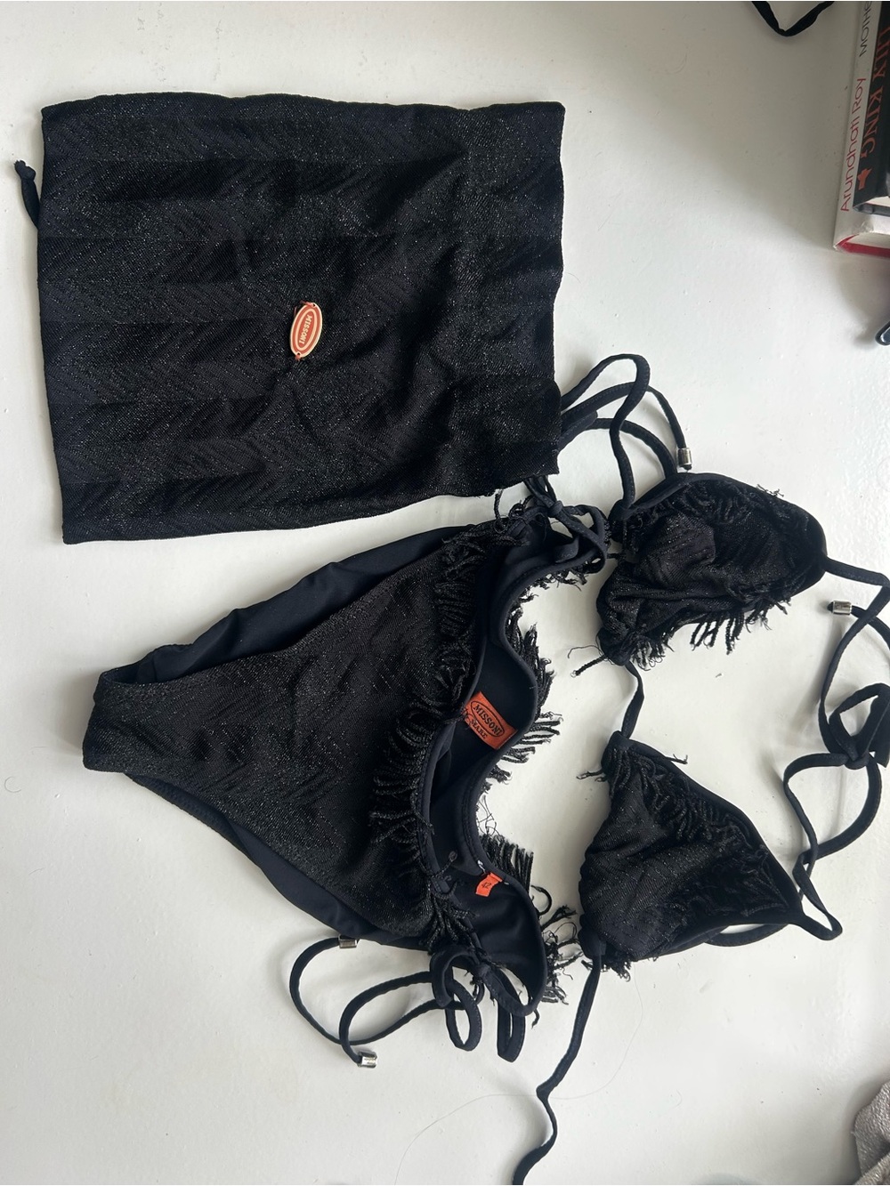 Missoni Black Fringed Triangle Bikini Set